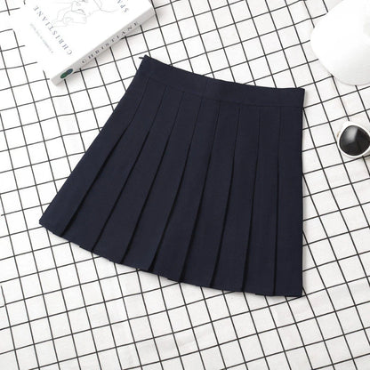 Brown Skirt Ladies 2022 Summer Clothes Women's High Waist Harajuku Korean Style Black Mini Pleated Skirt For School Girl Uniform Navy