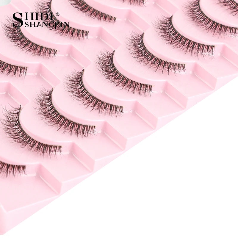 SHIDISHANGPIN 5/10Pairs False Lashes Cat Eye Eyelashes Eyelash Extension 3D Mink Half Lashes Natural Makeup faux Cils maquiagem