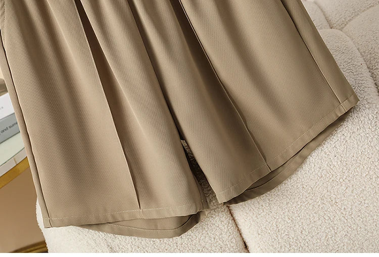 Plus Size Shorts Women High Elastic Waist Wide Leg Loose Pants With Pockets Summer 2025 New Korean Fashion Half Shorts Women