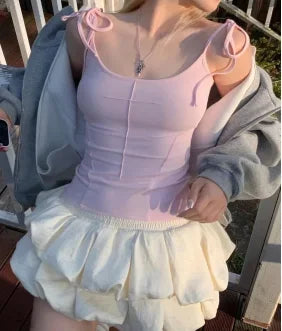 Original Art Aesthetics Design Angel Wings Splicing Sleeveless Strap Women's Y2K Korean Simple Temperament Sweet Slimming Top 3