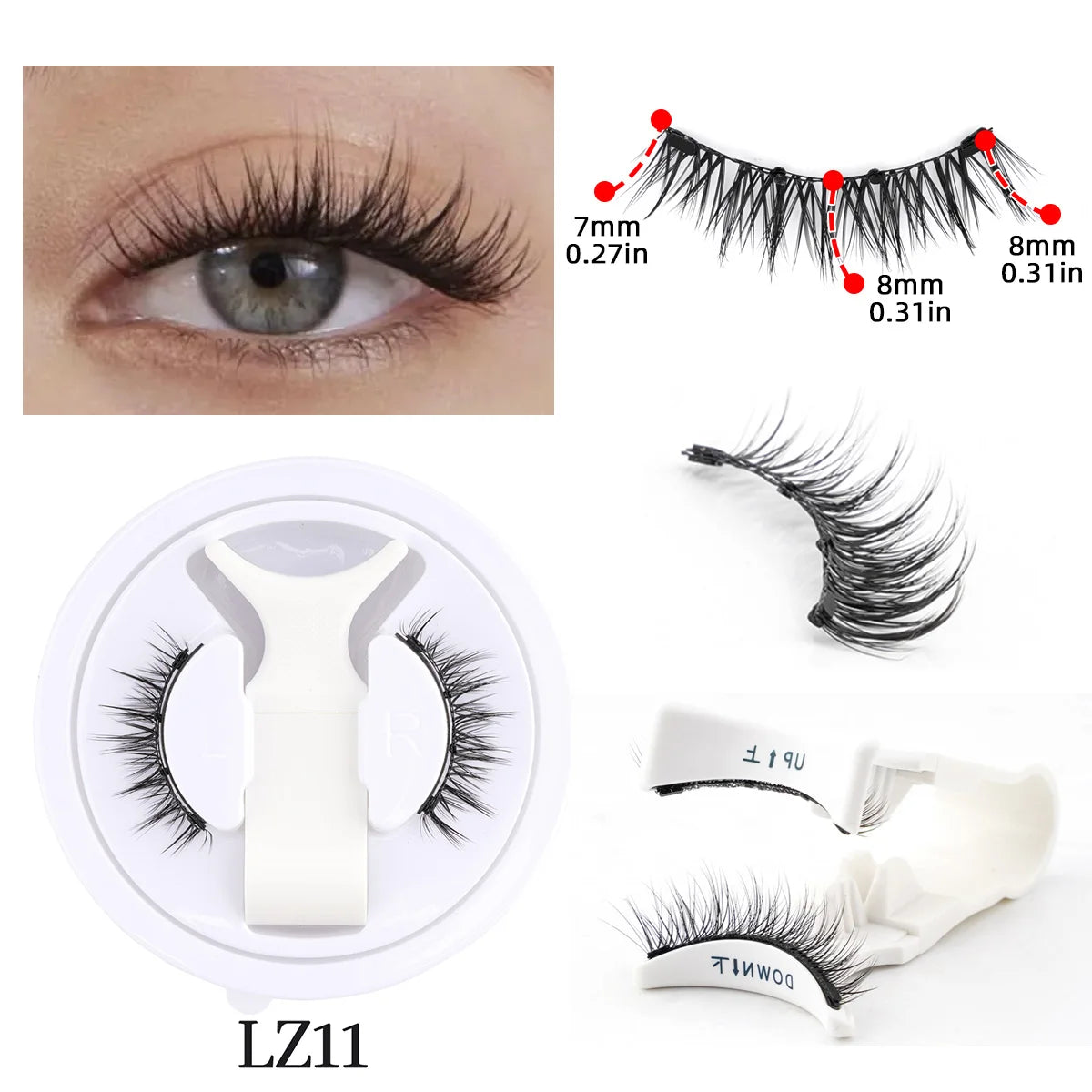 Hot Magnetic Eyelashes Set 1 Pair Reusable No Glue Needed False Eyelashes with Magnetic Tweezers Curly Faux Lashes Makeup Tool 1Pair LZ11