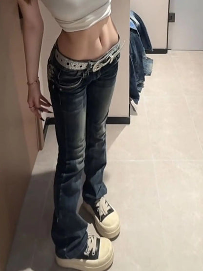 Embroidery High Waited Jeans Woman Street Fashion Vintage Hip Hop Washing Women Jeans Casual Versatile Y2k Pants Black Jeans