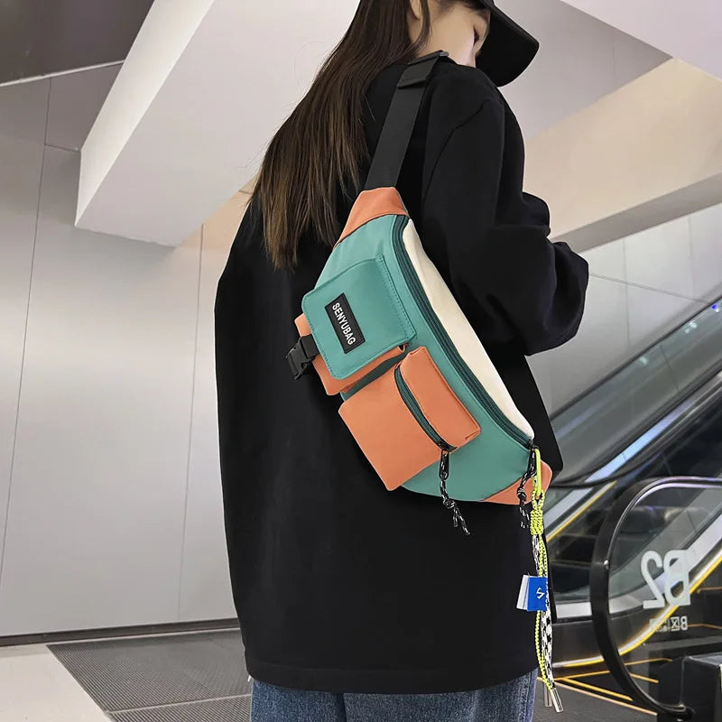 Women Waist Bag Casual Nylon Fanny Packs Banana Bags Street Hip Hop Waist Packs Unisex Chest Pack Travel Shoulder Crossbody Bags