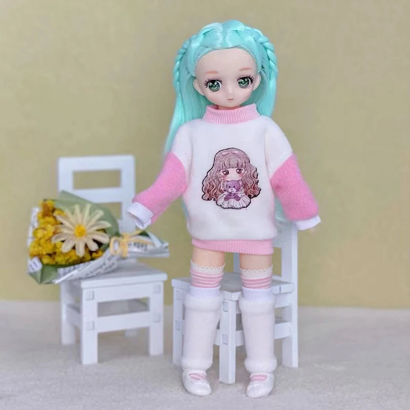 30cm Two-dimensional Doll Comic Face 1/6 Bjd Doll or Dress Up Clothes Children's Girl Birthday Gift Toys Kids Toys
