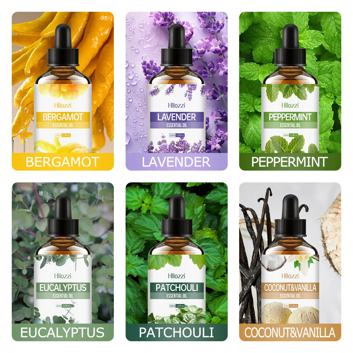 60ml Agarwood-Cedarwood-Vetiver-Pine Palm-Ocean-Sweet Tobacco-Black CastorAromatherapy Essential Oils Aromatherapy Essentia - Badiee Stylez