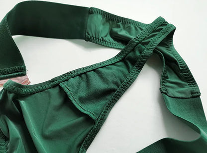 Europe and the United States sexy V-shaped metal thong sports hip lift low waist high fork T pants women thong lingerie cute