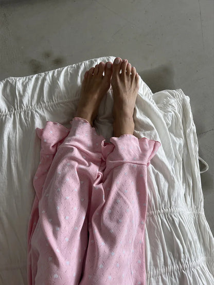 Muzuleva New Fashion Love-Printed Short-Sleeved Pants Pajama Set Women's Summer Pink Sleepwear Loose Casual 2-Piece Set