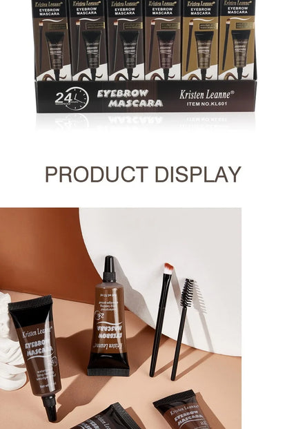 Natural Liquid Dyeing Eyebrow Cream Set Waterproof Shaping Brown Tint Pointed Tube Eyebrow Henna Mascara Paint Brush Makeup Tool