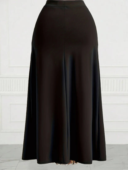 Plus Size 1XL-5XL Pocket A-Line Skirt Women's High Waisted Trendy Knee Length Ladies Clothing Tight Skirt