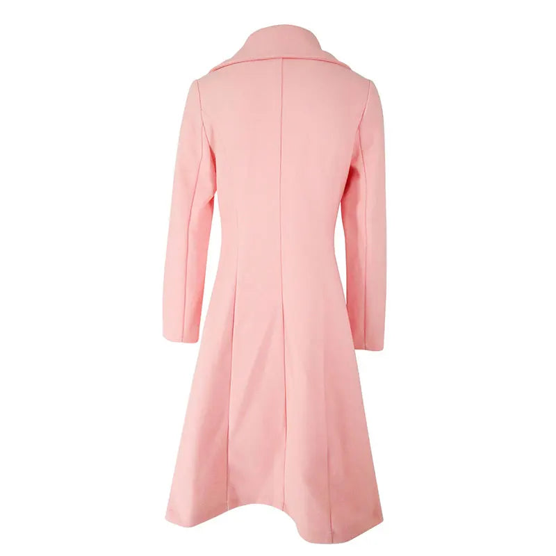 Women Trench New Autumn Winter Pink Coat Fashion Streetwear Suit Collar Button Elegant Lady Coat Trench Slim Versatile Clothing