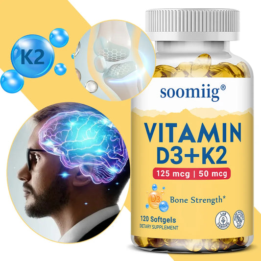 Vitamin D3 K2 - Bone Health & Immune Support Supplement - with 5000 IU Vitamin D and 50 Mcg Vitamin K2, Soy Free