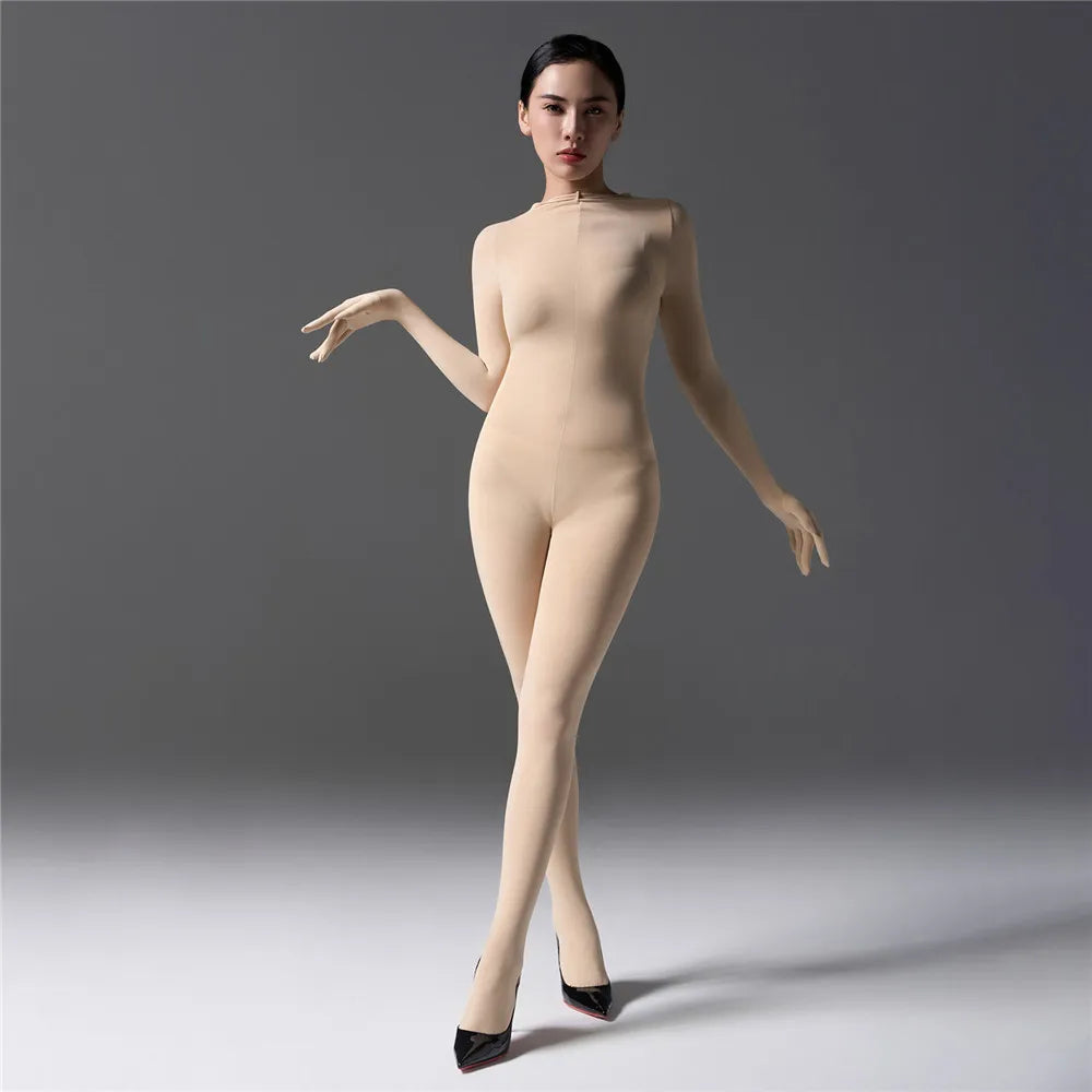 Sexy Cosplay Maid Tights Unisex Close Open Crotch Shaping Seamless Bodysuits Five Finger Gloves Jumpsuits Leotard Bodystocking Badiee Stylez