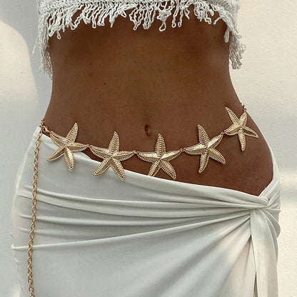 Ingemark Vintage Metal Star Starfish Waist Belly Belt Chain for Women 2025 New Fashion Boho Summer Beach Bikini Body Jewelry New Gold Color CHINA