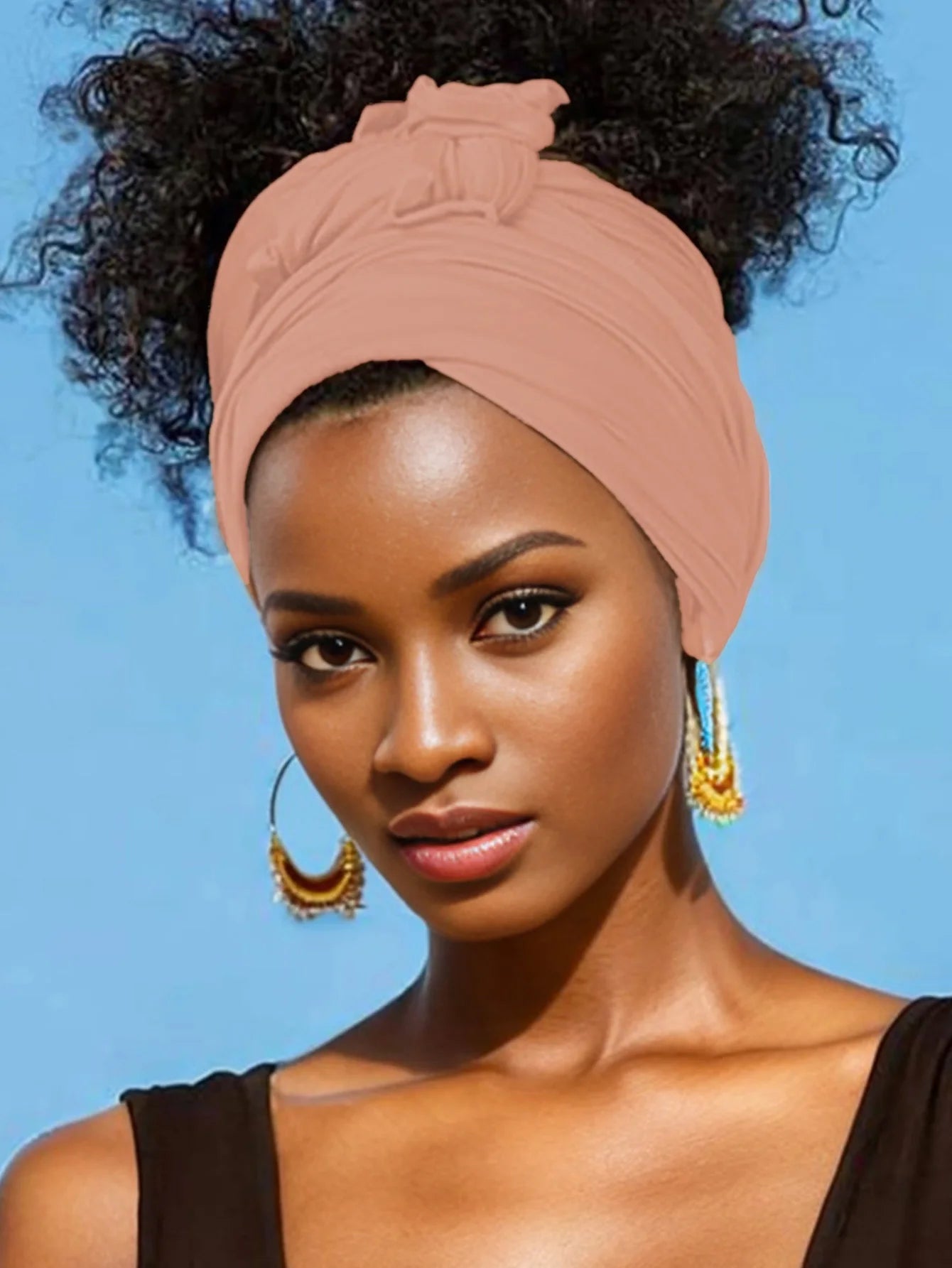 Hot selling stretch jersey turban african headband solid color super soft extra long breathable headband for women