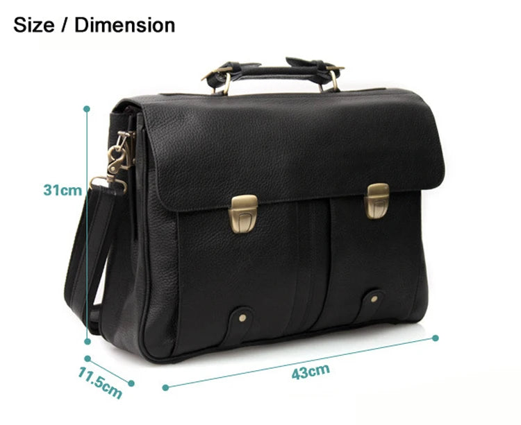 FANCODI Genuine Leather Briefcase men Business Bag Male Portfolio Attache Case Leather 15.6" Laptop Bag Office tote Handbag big