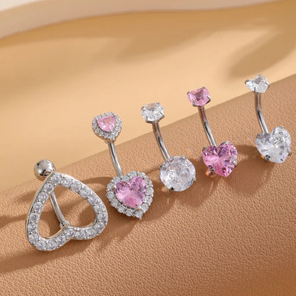 14G Gold Color Series Butterfly Dangled Belly Piercing Sets 5PCS/Lot Heart Flower Curved Navel Navel Ring Belly Button Rings 5pcs