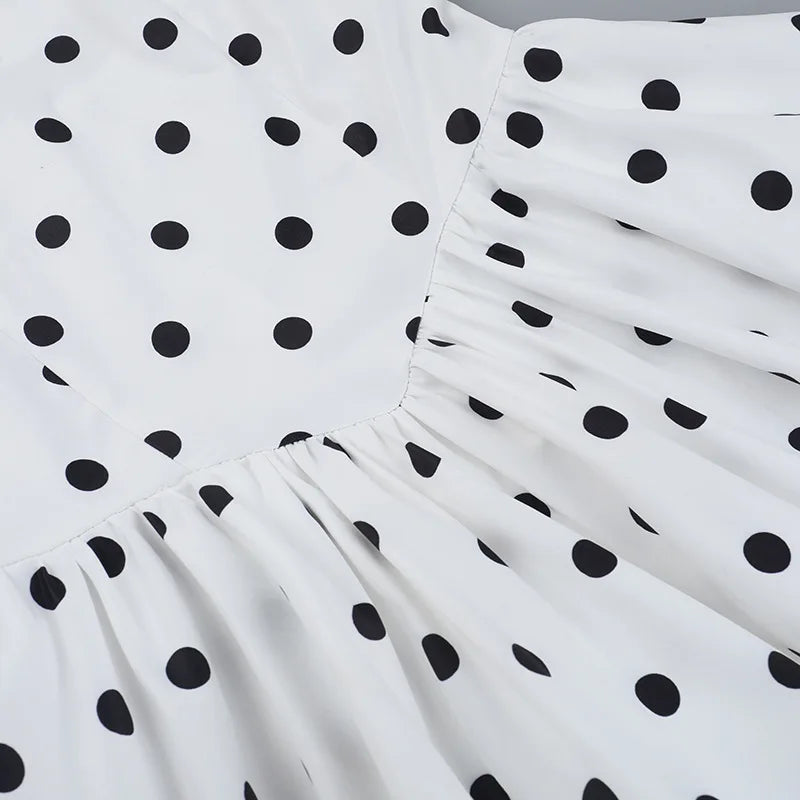 TARUXY Polka Dot Vacation Mini Dress For Women High Waist A-line Ball Gown Dress Sleeveless Halter Neck Female Summer Fashion