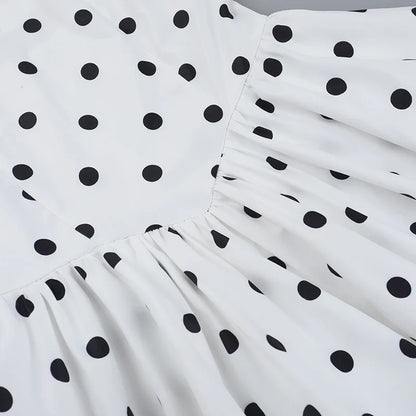 TARUXY Polka Dot Vacation Mini Dress For Women High Waist A-line Ball Gown Dress Sleeveless Halter Neck Female Summer Fashion