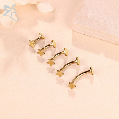 ZS 1 Piece Internal Thread Stainless Steel Belly Button Ring Floating Navel Piercings 14G Curved Umbilical Ring Jewelry 6MM-14MM Badiee Stylez