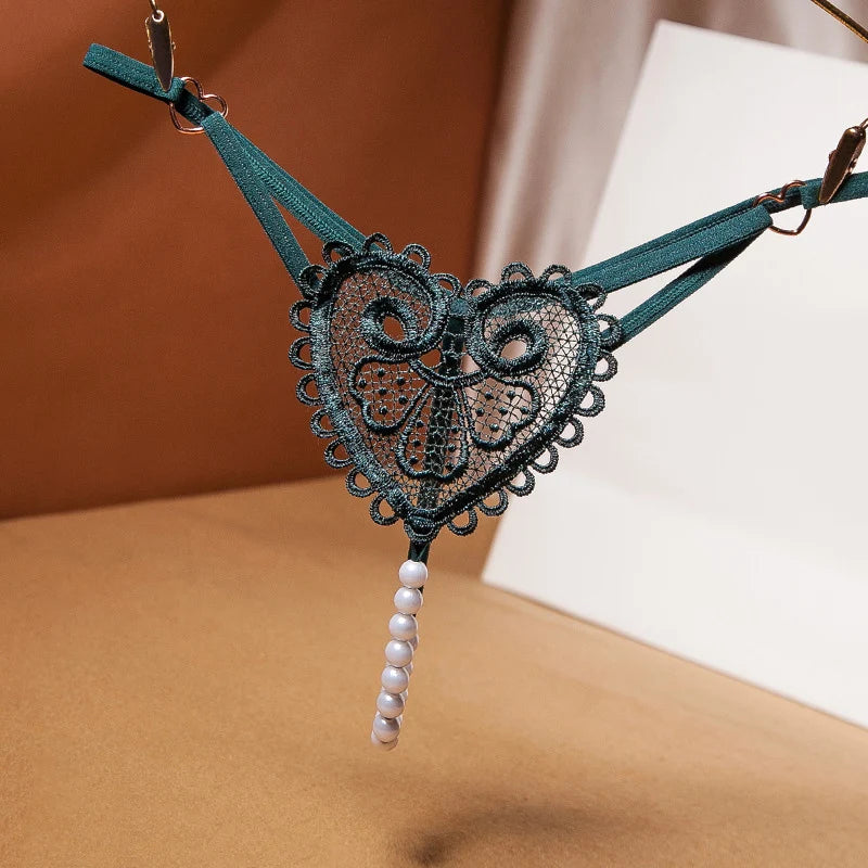 Sexy Pearl Massage G-Strings Women Love Embellished Thong Thin Strap Panties T Pants Low Waist Beaded Briefs