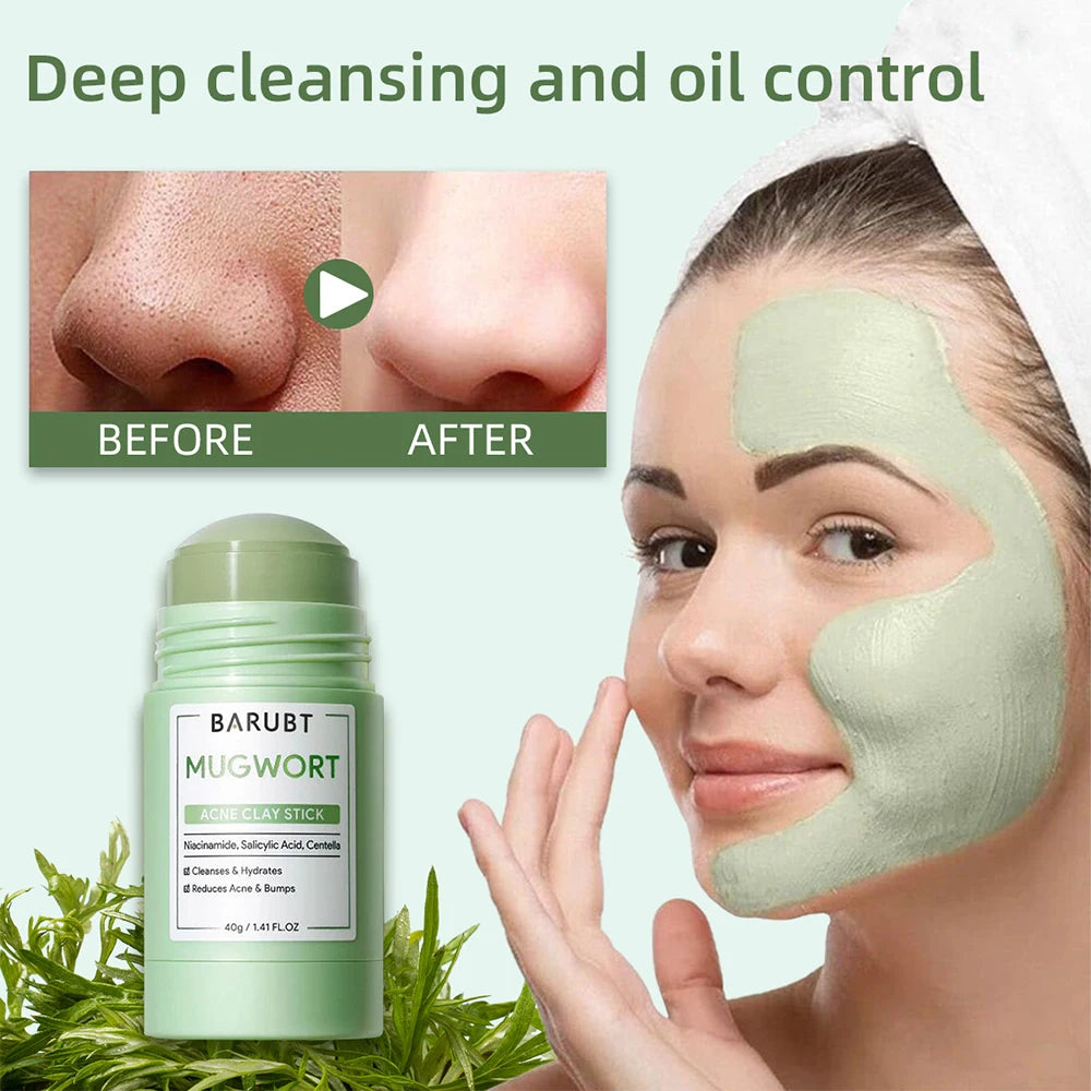 Face Clean Mask Remove Blackhead Mugwort Solid Mask Clean Pores Stick Facial Blemish Black Dots Shrink Pores Skin Care Cosmetics