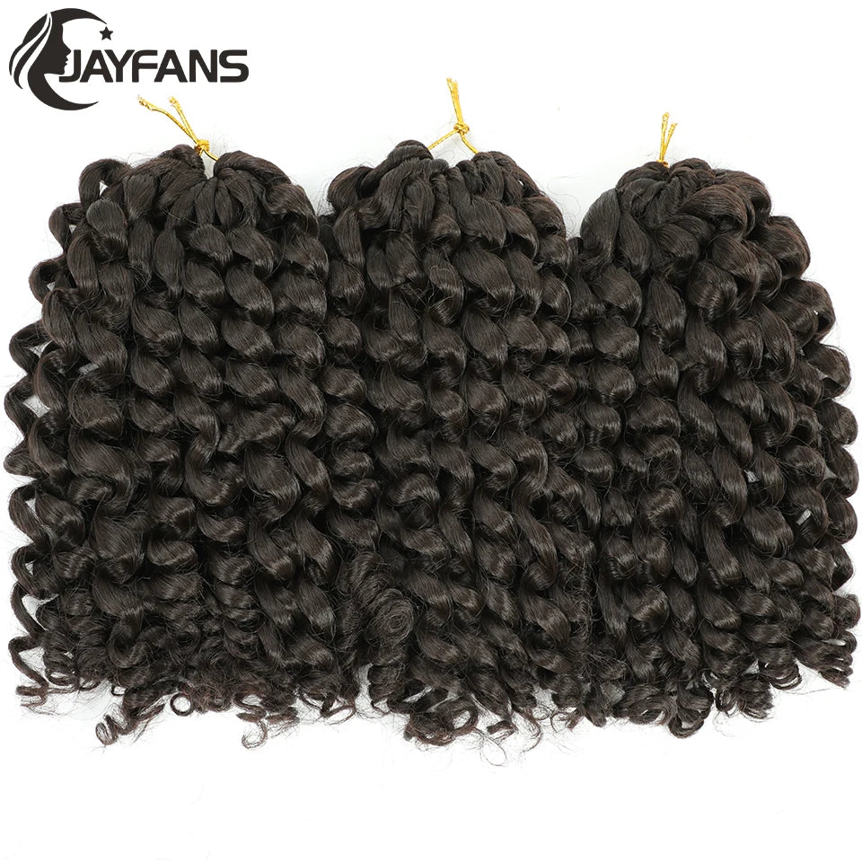 1- 5 Packs 8 inch Jumpy Wand Curl Jamaican Bounce Crochet Hair Natural Black Wand Curls Crochet Hair Short Curly Crochet Braids Badiee Stylez