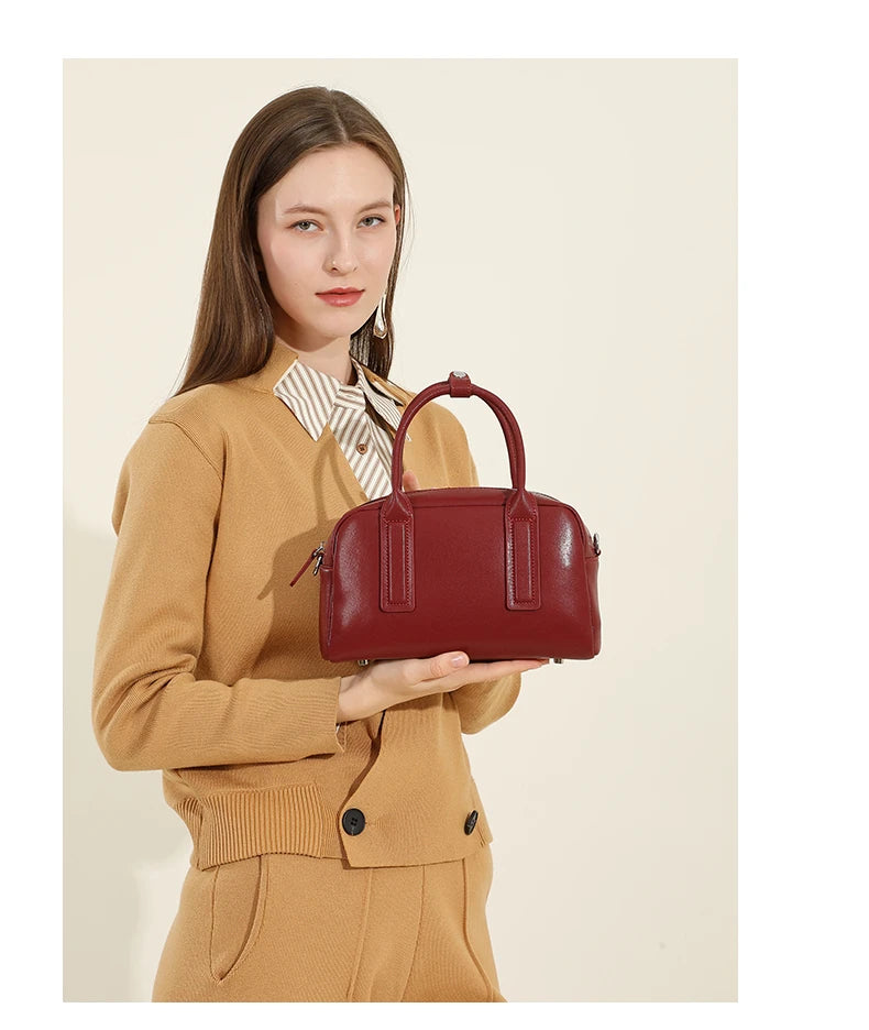 Burminsa Vintage Genuine Leather Pillow Small Shoulder Bags For Women 2025 Luxury Designer Crossbody Purses Tote Ladies Handbags