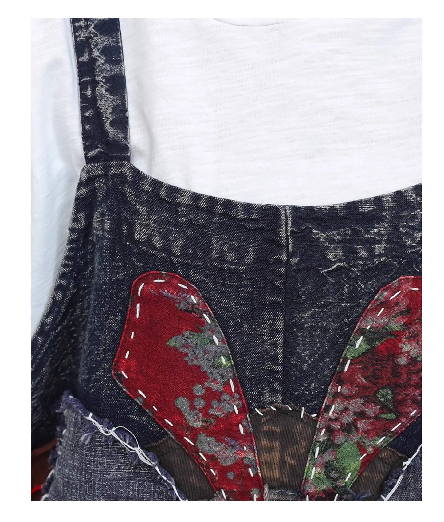 Heavy Embroidery Patch High Waist Overalls Women Autumn Fashion Stylish Loose Jumpsuit LX4372 Badiee Stylez