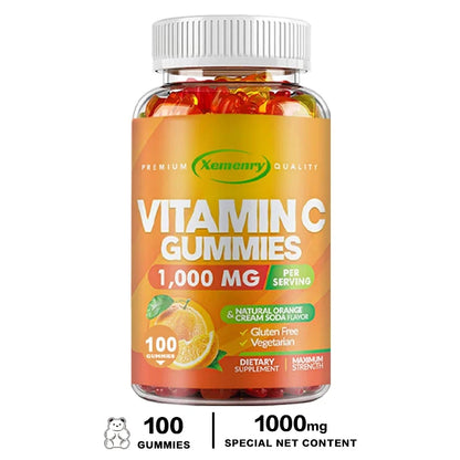 Premium Vitamin C Gummies - Promotes Collagen Production, Antioxidant, Support Skin Glow, Heart Support, Immune 100 Gummies