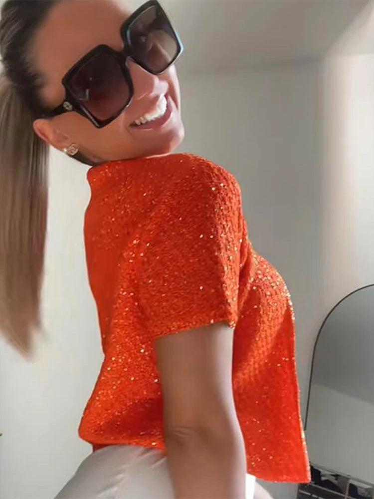 Fashion Bright Silk Knitted Vest For Women Elegant sleeveless U Neck Chic Cropped Tank Tops female Y2K Street Evening Partywear