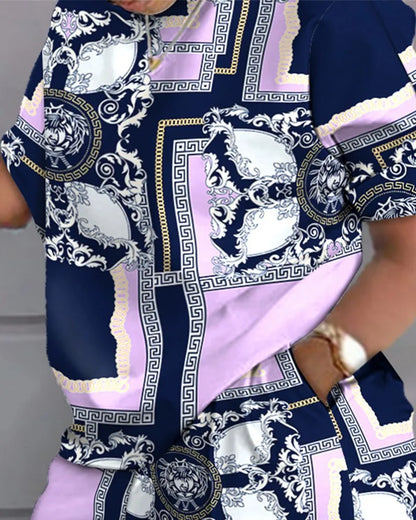 Women's T-shirt+Hot Pants Two Piece Set 2024 Summer Fashion Casual Printing Quick Drying Sports Fitness Top Shorts Female Suit