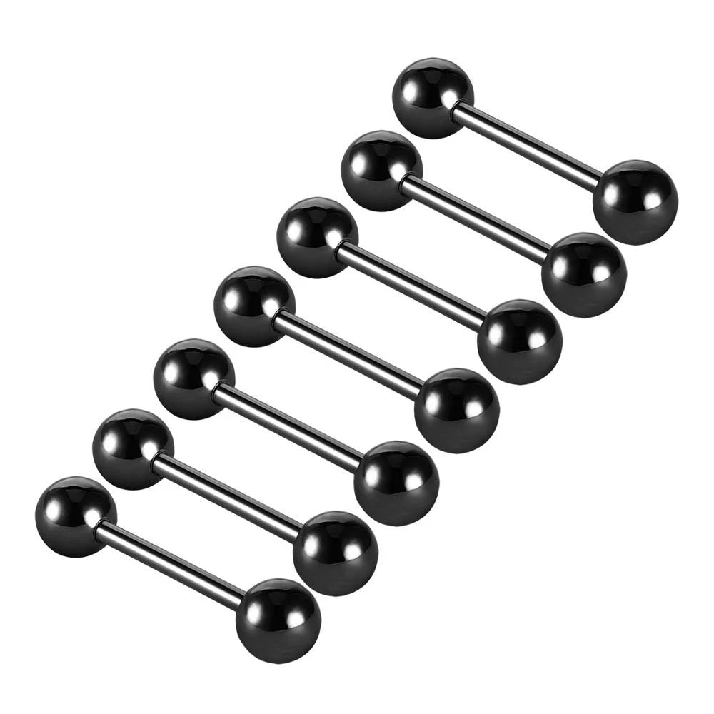 7pcs/lot Titanium Plated Piercing Tongue Rings Bars Girls 14G Tongue Piercing Barbells Stainless Steel Body Jewelry SD84 Badiee Stylez