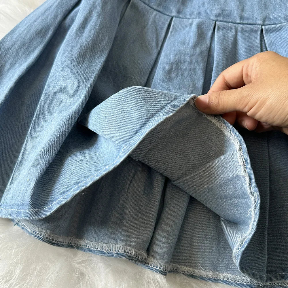 Two Piece Sets Women Sexy Dress Sets Skirt Set Sling Sleeveless Casual Denim Tops Short Skirts A Line Elegant Splice Y2k Summer