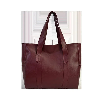 Vintage Large Capacity Tote Bag, Retro Vegan Shoulder Bag, Women's Casual Handbag For Commute ,Trendy Handbag with Soft Leather Red