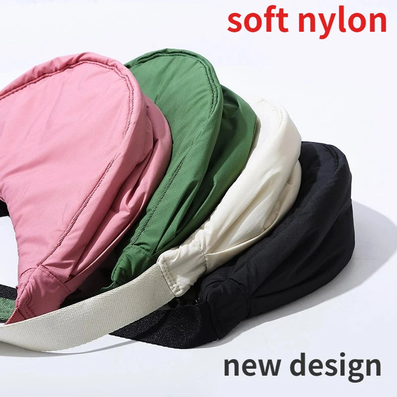 Solid Color Women's Portable Shoulder Bag Simple Female Nylon Cloth Padded Crossbody Bags Travel Purse Handbags Messenger Bag