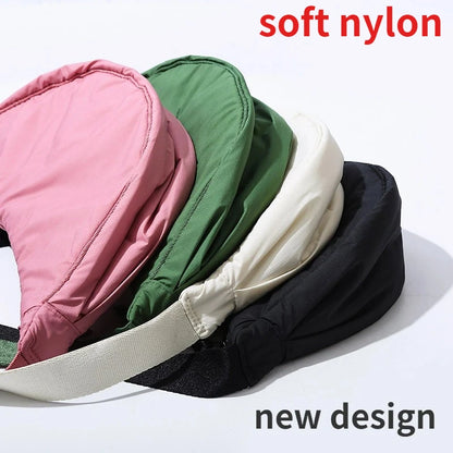 Solid Color Women's Portable Shoulder Bag Simple Female Nylon Cloth Padded Crossbody Bags Travel Purse Handbags Messenger Bag