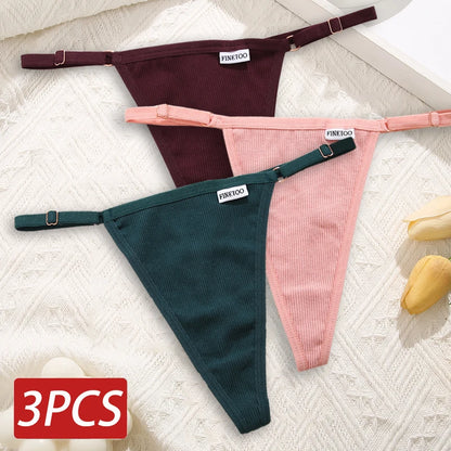 Cotton Sexy Thongs Adjustable Women's Panties Soft Panties Low Waist Seamless Thongs Woman Lingerie Tangas Mujer S-XL FINETOO Set 13 Set