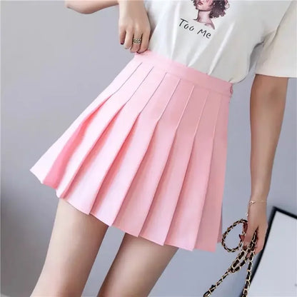 2024 Summer New High Waist Slimming Solid Color A-line Skirt Women's Fashion Sports Tennis Badminton Academy Style pleated skirt pink