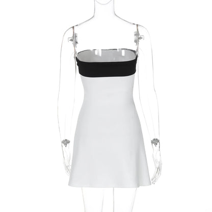 Hugcitar Color Block Strapless Patchwork Sexy Bodycon Mini Dress 2025 Summer Women Elegant Clothes Evening Party Festival