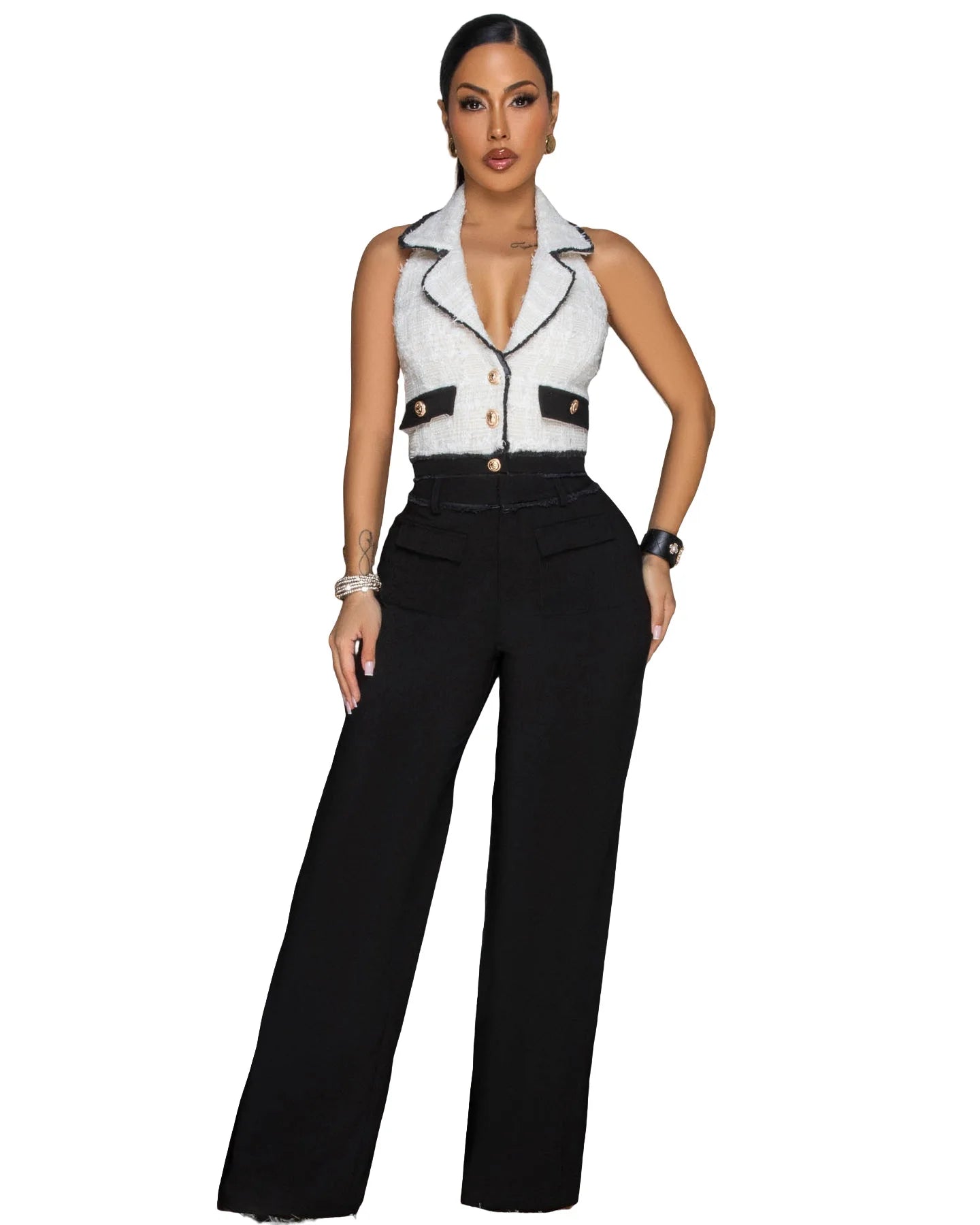 Elegent Office Lady Jumpsuits for Women Full Length Summer V Neck Sleeveless Blazer Jumpsuit High Waist Sexy Backless Jumpsuit Badiee Stylez