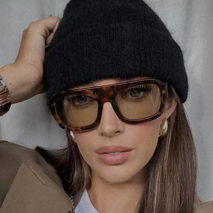 JNPCXI Fashion Square Women Sunglasses Shades UV400 Retro Leopard Tea Candy Color Gradient Men Punk Sun Glasses