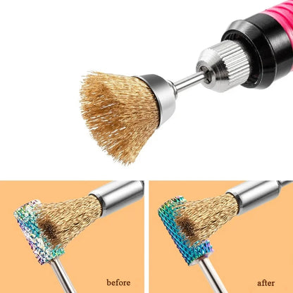 Nail Drill Bit Cleaning Brush Manicure Grinding Head Dual Brush Electric Drills Copper Wire Drill Brush Cleaner Nail Art Tools