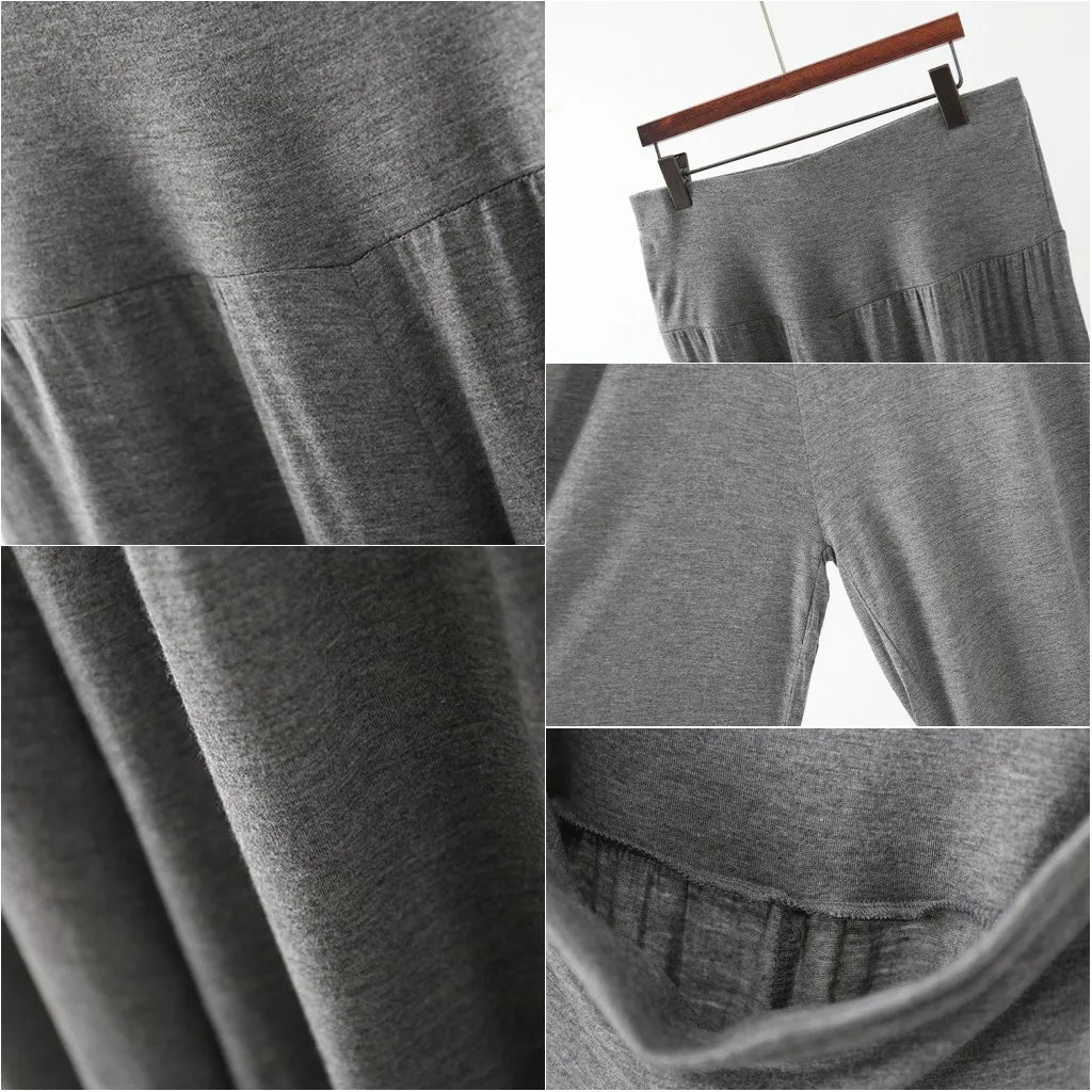 Spring Summer Modal Wide leg pants calf length Loose Casual yoga pant Plus size High Waist three quarter Trousers All match