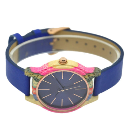 Mens Womens 40mm Big Neutral Colouful Bamboo Wooden Watch Unisex Japan Analog Quartz Leather Strap Casual Watches