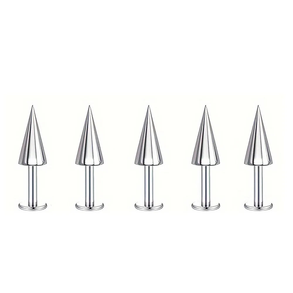 5pcs Spikes Punk Fashion Stainless Steel Lip Stud Earrings For Daily Detachable Replaceable Ball Piercing Jewelry For Men 5pcs C