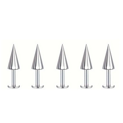 5pcs Spikes Punk Fashion Stainless Steel Lip Stud Earrings For Daily Detachable Replaceable Ball Piercing Jewelry For Men 5pcs C