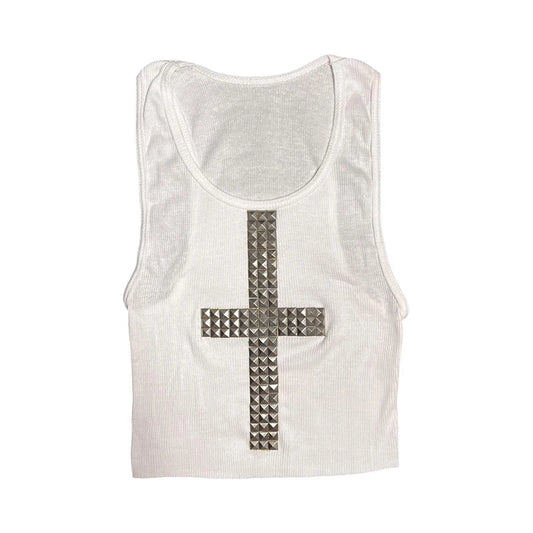 Emo Kpop Goth Baby Tees Women 90s Vintage Clothing T-shirts Kawaii Girl Harajuku Cross Hot Stamping Y2k Clothes Streetwear