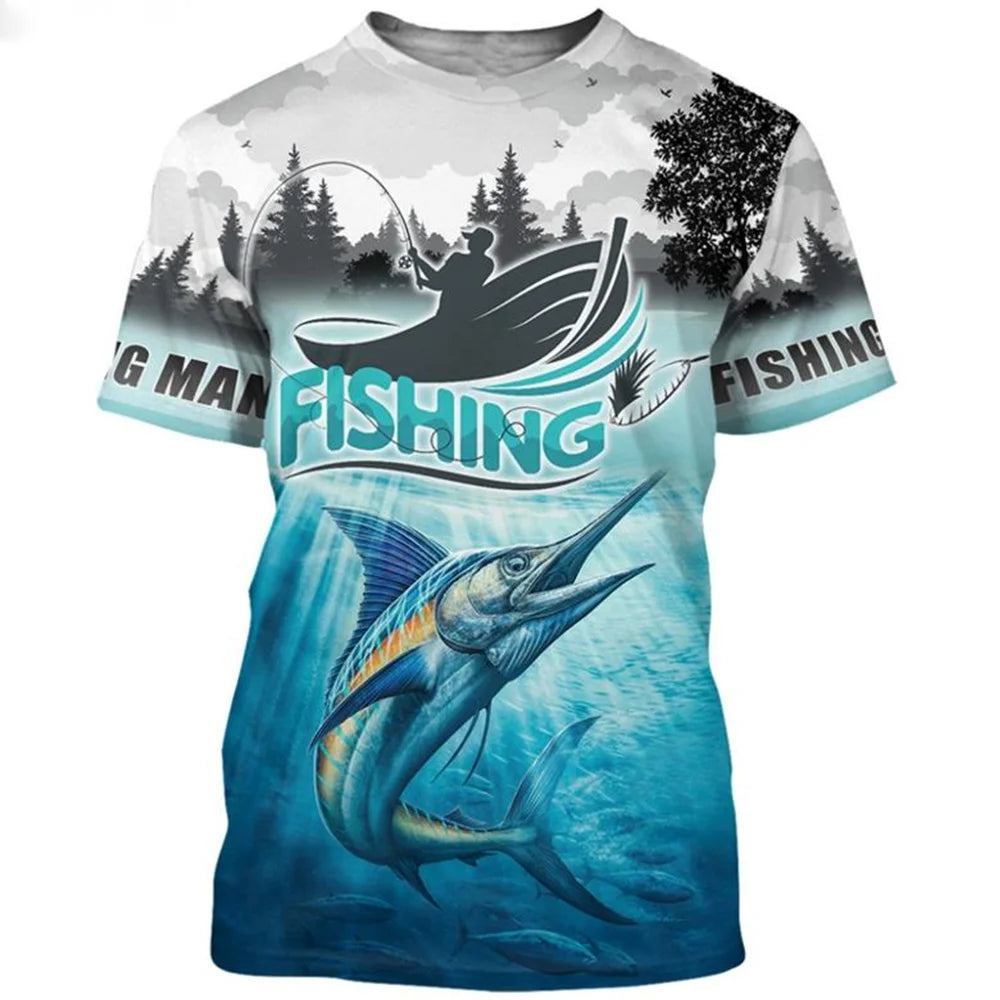 2024 New Men's T-Shirts Short Sleeve Tops Summer Clothing Fishing Graphic Shirts Men Dress Streetwear O-Neck Pullovers 5XL Tee C01-CarpFish-62510