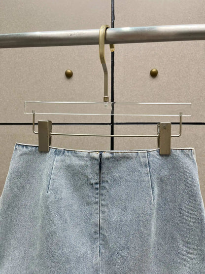 Rose Decoration Low Waist Women's Denim Skirt Y2K Temperament High Street Mini Half-body Skirt 2025 Summer New