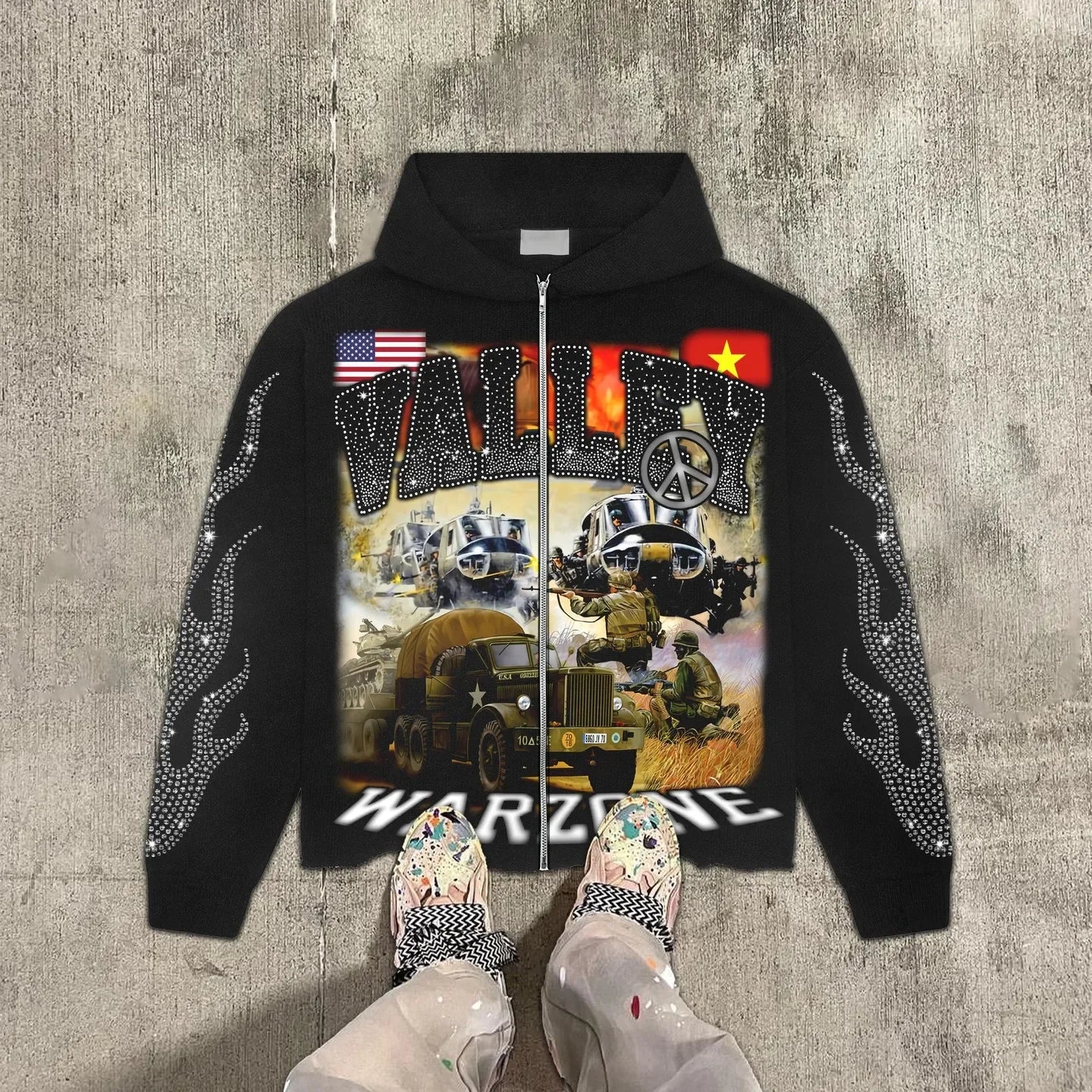 Gothic grunge Vintage Streetwear War Graphic Print Hoodies Women Y2k Tops Sweatshirt goth Oversized zip up Hoodie Mens Clothes 1